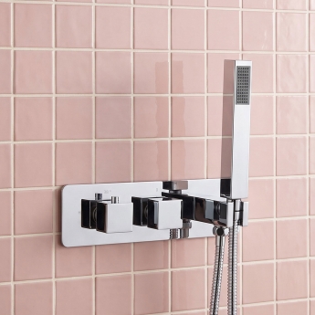 Signature Ritual Thermostatic Dual Concealed Mixer Shower with Shower Kit + Brass Fixed Shower Head - Chrome | Product Image
