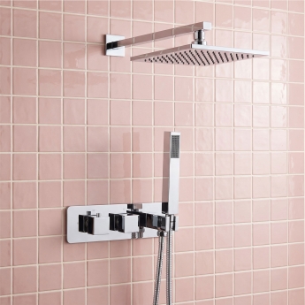Signature Ritual Thermostatic Dual Concealed Mixer Shower with Shower Kit + Brass Fixed Shower Head - Chrome | Product Image