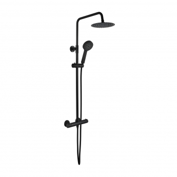 Signature Round Cool-Touch Thermostatic Bar Mixer Shower with Shower Kit and Fixed Head - Matt Black