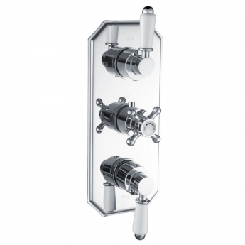 Signature Traditional Thermostatic 2 Outlet Concealed Shower Valve Triple Handle - Chrome