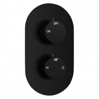 Signature Thermostatic Round 1 Outlet Concealed Shower Valve Dual Handle - Black
