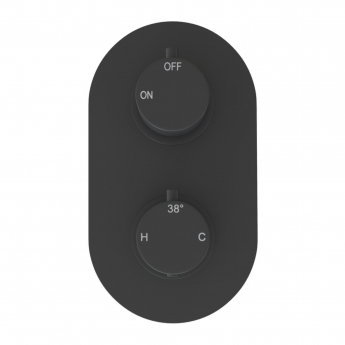 Signature Thermostatic Round 1 Outlet Concealed Shower Valve Dual Handle - Black