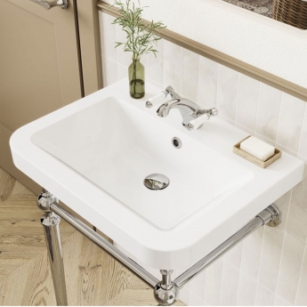 Signature Saga Basin with Chrome Washstand 810mm Wide - 1 Tap Hole