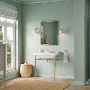 Signature Saga Basin with Brushed Brass Washstand 610mm Wide - 1 Tap Hole