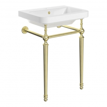 Signature Saga Basin with Brushed Brass Washstand 610mm Wide - 1 Tap Hole