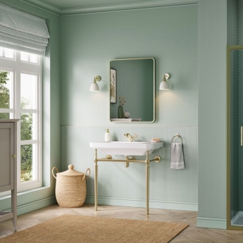 Signature Saga Basin with Brushed Brass Washstand 810mm Wide - 1 Tap Hole