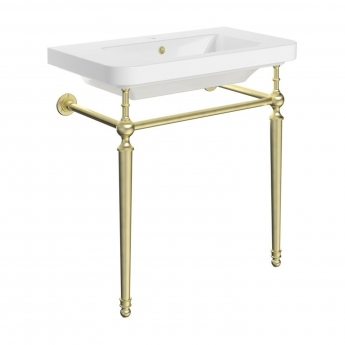 Signature Saga Basin with Brushed Brass Washstand 810mm Wide - 1 Tap Hole