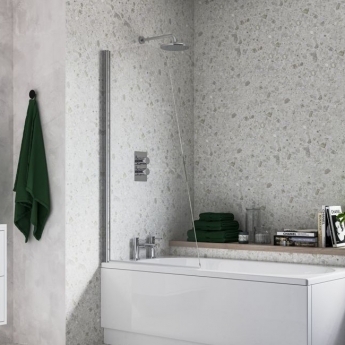 Signature Spacesaver Sail Hinged Bath Screen with Rail 1400mm High x 800mm Wide - 6mm Glass