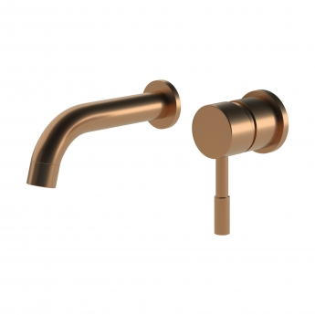 Signature Sail 2-Hole Mono Basin Mixer Tap Wall Mounted 155mm Spout Reach - Brushed Bronze