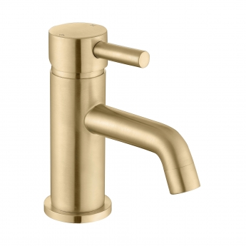 Signature Sail Mini Mono Basin Mixer Tap Single Handle with Click Clack Waste - Brushed Brass