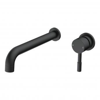 Signature Sail 2-Hole Mono Basin Mixer Tap Wall Mounted 220mm Spout Reach - Matt Black