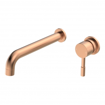 Signature Sail 2-Hole Mono Basin Mixer Tap Wall Mounted 220mm Spout Reach - Brushed Bronze