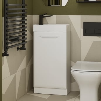 Signature Scribe 400mm 1-Door Floor Standing Vanity Unit | Product Image