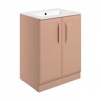 Signature Scribe Floor Standing 2-Door Vanity Unit with 1TH Basin 615mm Wide - Matt Apricot | Product Image