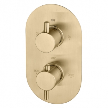 Signature Thermostatic 2 Outlet Concealed Shower Valve Dual Handle - Brushed Brass