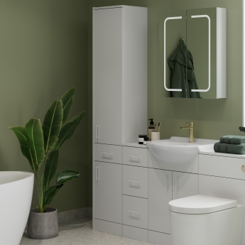 Signature Skyline Floor Standing 2-Door and 1-Drawer Tall Unit 350mm Wide - Gloss White | Product Image