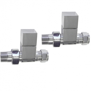 Signature Square Straight Radiator Valves (Pair) - Chrome | Product Image