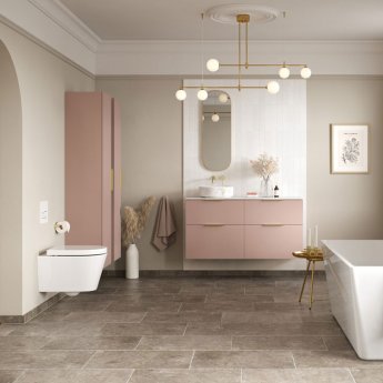 Signature Umea Wall Hung 1-Door Tall Unit 350mm Wide - Matt Antique Rose