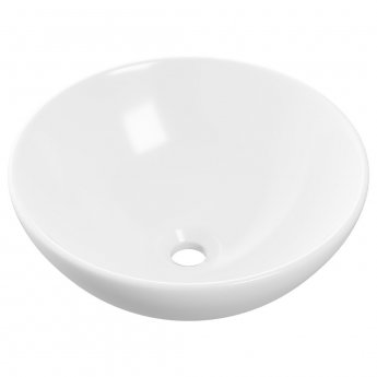 Signature Bella Round Countertop Basin with Unslotted Waste 420mm Wide 0 Tap Hole - White