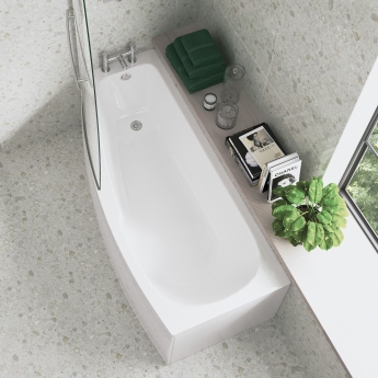 Signature Sustain Space-Saving Curved Shower Bath 1700mm x 740mm with Front Panel and Screen