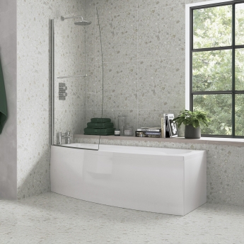 Signature Sustain Space-Saving Curved Shower Bath 1700mm x 740mm with Front Panel and Screen