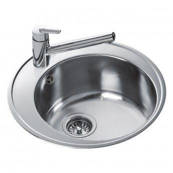 Signature Teka 1.0 Bowl Round Inset Kitchen Sink with Waste Kit 510mm L x 510mm W - Stainless Steel