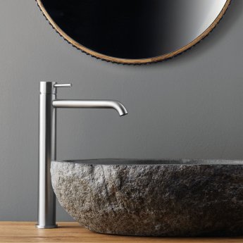 Vema Tiber Tall Basin Mixer Tap Single Handle - Stainless Steel | Product Image