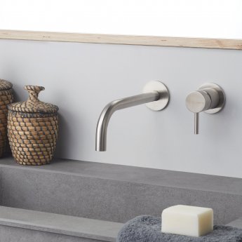 Vema Tiber 2-Hole Basin Mixer Tap Wall Mounted - Stainless Steel