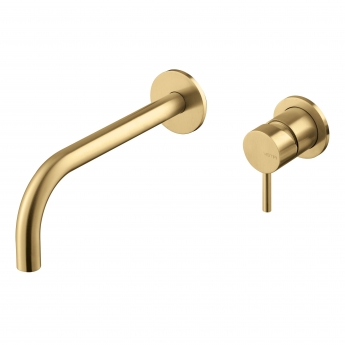 Vema Tiber 2-Hole Basin Mixer Tap Wall Mounted - Brushed Brass | Product Image