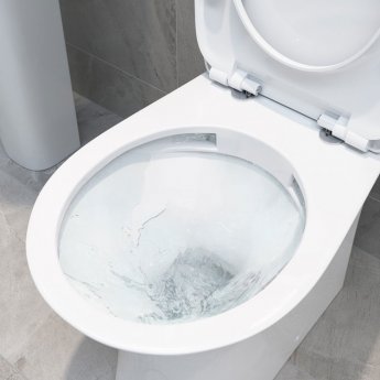 Signature Indus Open Back Close Coupled Rimless Toilet with Push Button Cistern - Soft Close Seat