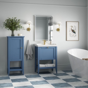 Signature Tribute Floor Standing 1-Drawer Vanity Unit with Basin 650mm Wide - Misty Blue | Product Image