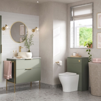 Signature Umea Back to Wall WC Toilet Unit 500mm Wide - Matt Olive Green