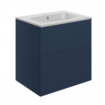Signature Umea Wall Hung 2-Drawer Vanity Unit with Basin 610mm Wide - Matt Deep Blue | Product Image