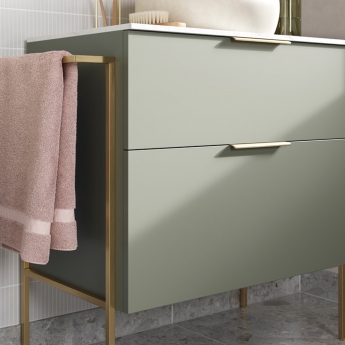 Signature Umea Wall Hung 2-Drawer Vanity Unit with Basin 815mm Wide - Matt Olive Green | Product Image