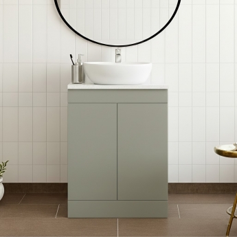 Signature Umea Floor Standing 2-Door Vanity Unit (No Top) 590mm Wide - Matt Olive Green
