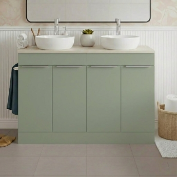 Signature Umea Floor Standing 4-Door Vanity Unit (No Top) 1180mm Wide - Matt Olive Green | Product Image