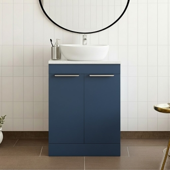 Signature Umea Floor Standing 2-Door Vanity Unit (No Top) 590mm Wide - Matt Deep Blue | Product Image