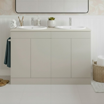 Signature Umea Floor Standing 4-Door Vanity Unit (No Top) 1180mm Wide - Matt Latte