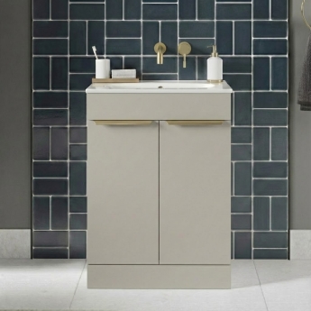 Signature Umea Floor Standing 2-Door Vanity Unit with Basin 610mm Wide 0TH - Matt Latte | Product Image
