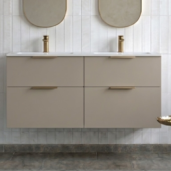 Signature Umea Wall Hung 4-Drawer Vanity Unit with Basin 1210mm Wide 2TH - Matt Latte | Product Image