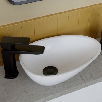 Signature Valentina Sit-On Countertop Basin 320mm Wide 0 Tap Hole - White