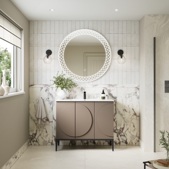 Signature Venice Floor Standing 2-Door Vanity Unit with 1TH Basin 1000mm Wide - Matt Taupe | Product Image