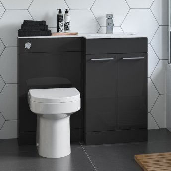 Signature Gothenburg RH Combination Unit with Polymarble Basin 1100mm Wide - Anthracite Gloss