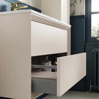 Signature Verge Wall Hung 2-Drawer Vanity Unit with Thin Edge Basin 615mm Wide 0TH - Matt Cotton