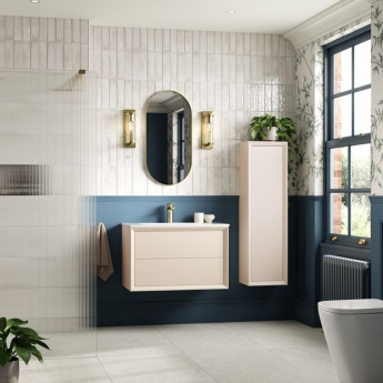 Signature Verge Wall Hung 2-Drawer Vanity Unit with Thin Edge Basin 615mm Wide 0TH - Matt Cotton