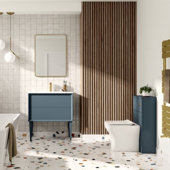 Signature Verge Back to Wall WC Toilet Unit 503mm Wide - Matt Storm Blue
