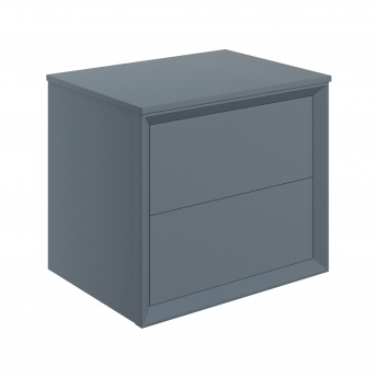Signature Verge Wall Hung 2-Drawer Vanity Unit and Worktop 600mm Wide - Matt Storm Blue | Product Image