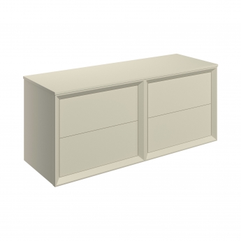 Signature Verge Wall Hung 4-Drawer Vanity Unit and Worktop 1200mm Wide - Matt Cotton | Product Image