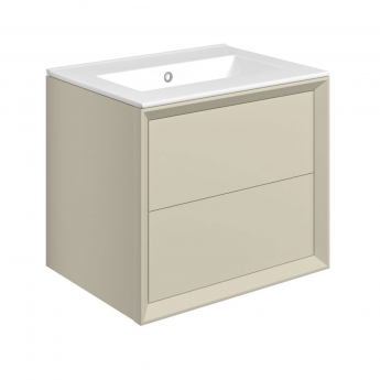 Signature Verge Wall Hung 2-Drawer Vanity Unit with Thin Edge Basin 615mm Wide 0TH - Matt Cotton