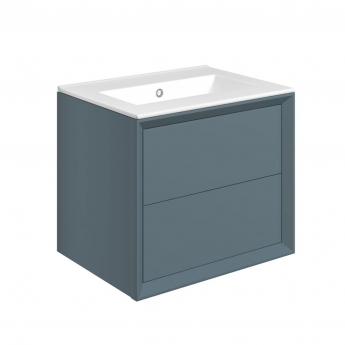 Signature Verge Wall Hung 2-Drawer Vanity Unit with Thin Edge Basin 615mm Wide 0TH - Matt Storm Blue | Product Image